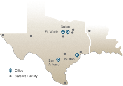 Locations in Texas and Louisiana